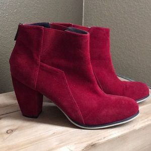 Michael Antonio red suede velvet booties size 11